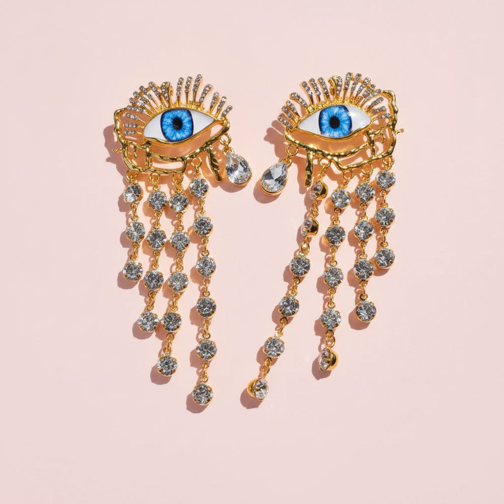 Golden Eyes Chain Dangle Earrings