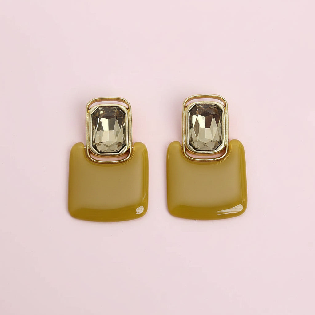 Resin Geometric Stone Earrings