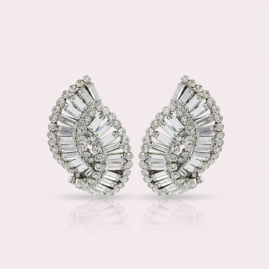Curves Rhinestone Clip Earrings