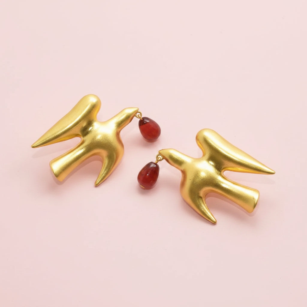 Dove Bird Stone Earrings