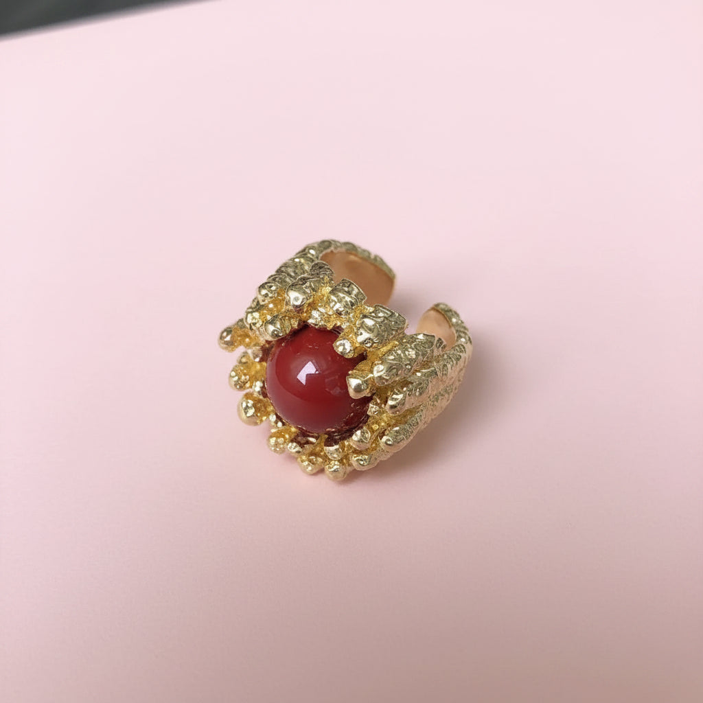 Baroque textured stone ring