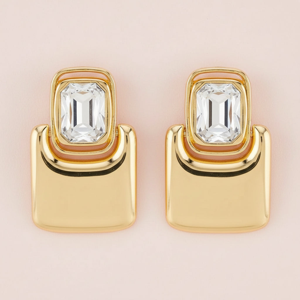 Statement Geometric Crystal Earrings