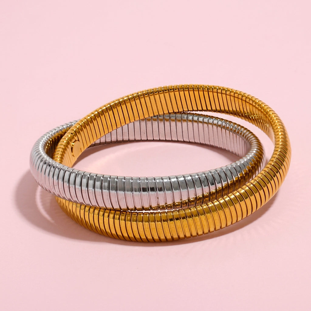 Set di bracciali a contrasto oro argento