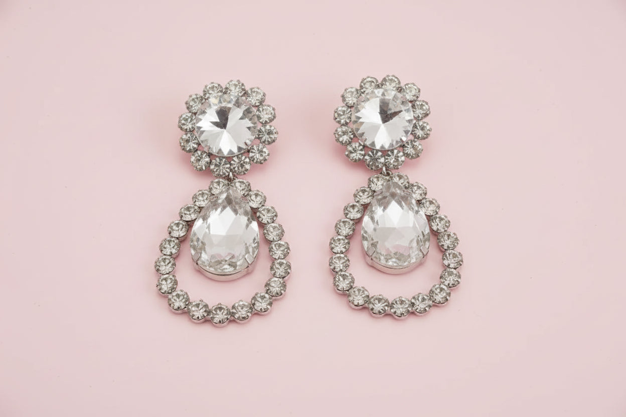 Rhinestone water drop dangle earrings