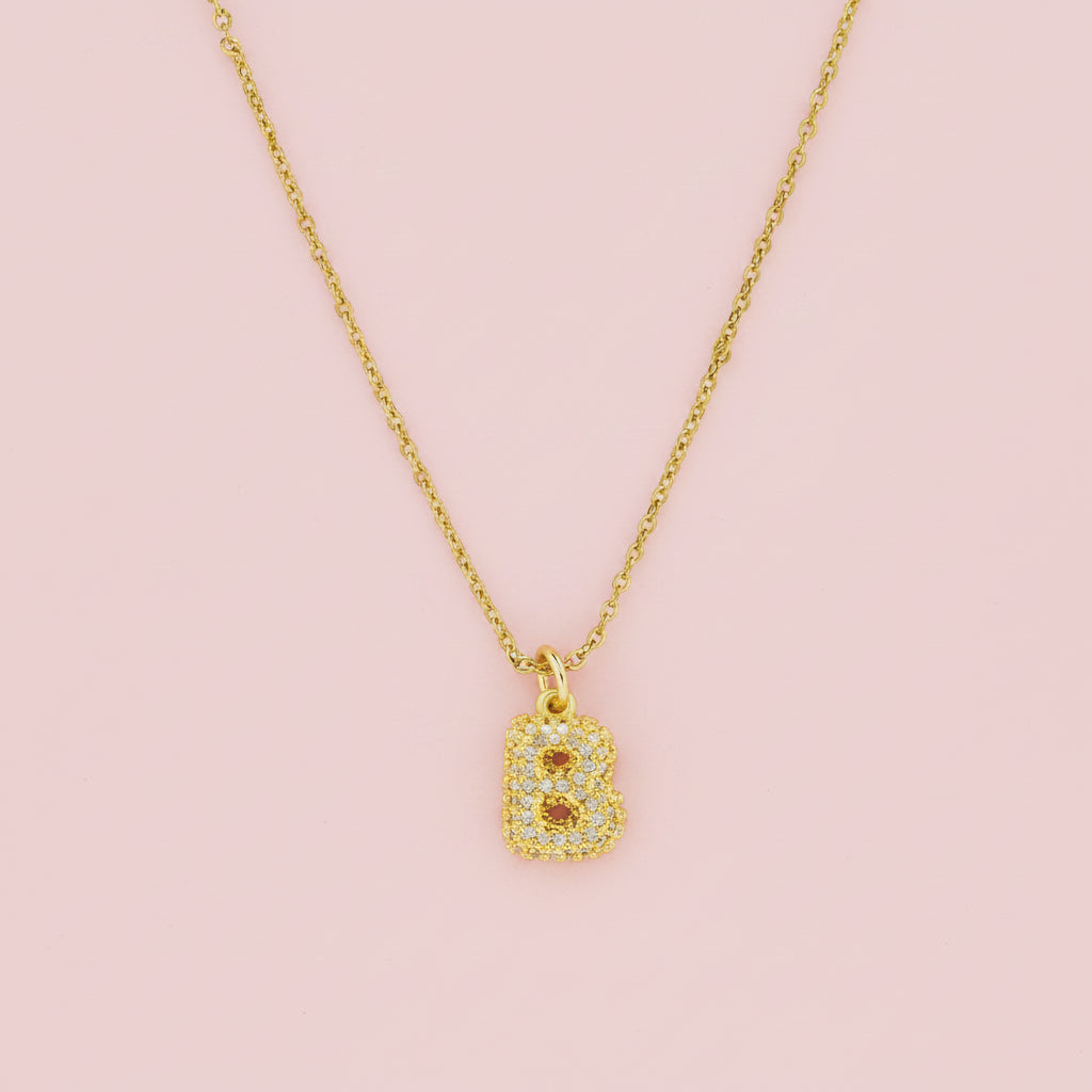 Zircon Initial Alphabet Pendant Necklace