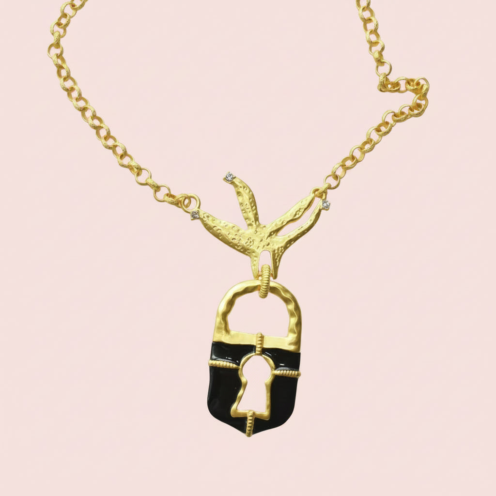Surrealist Lock Pendant Necklace