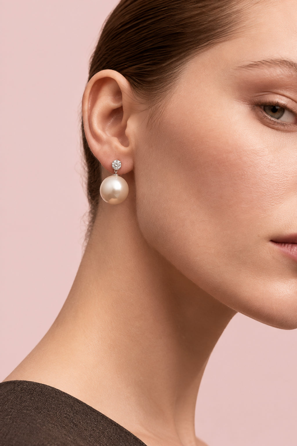 Pearls Zircon Round Earrings