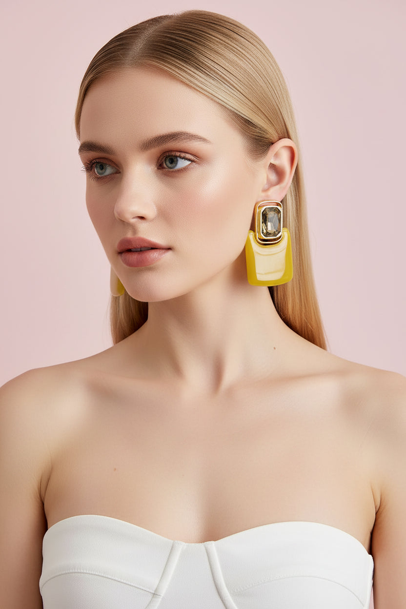 Resin Geometric Stone Earrings