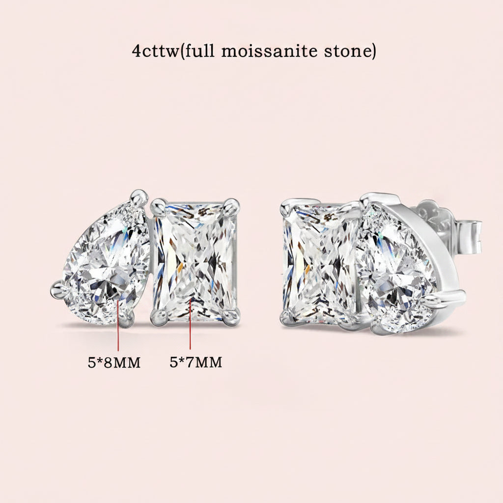 Pear & Emerald Cut Lab Diamond Earrings