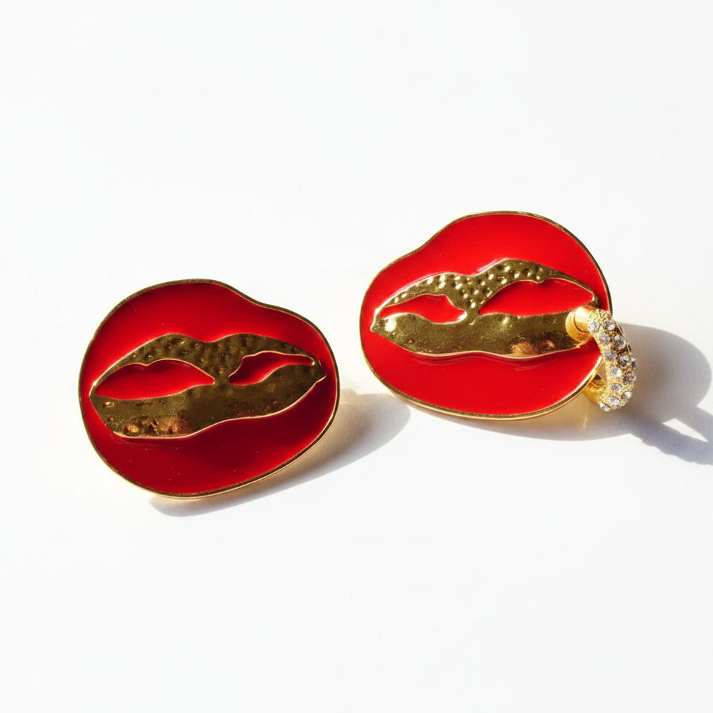 Enamel Lips Pierce Earrings