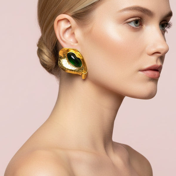 Leaf Shape Stone Earrings