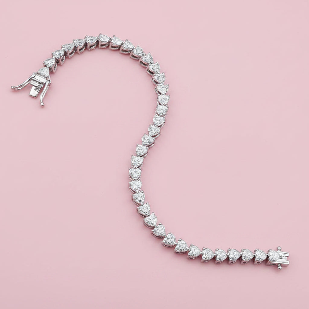 Heart Shape Tennis Bracelet With Lab Diamond