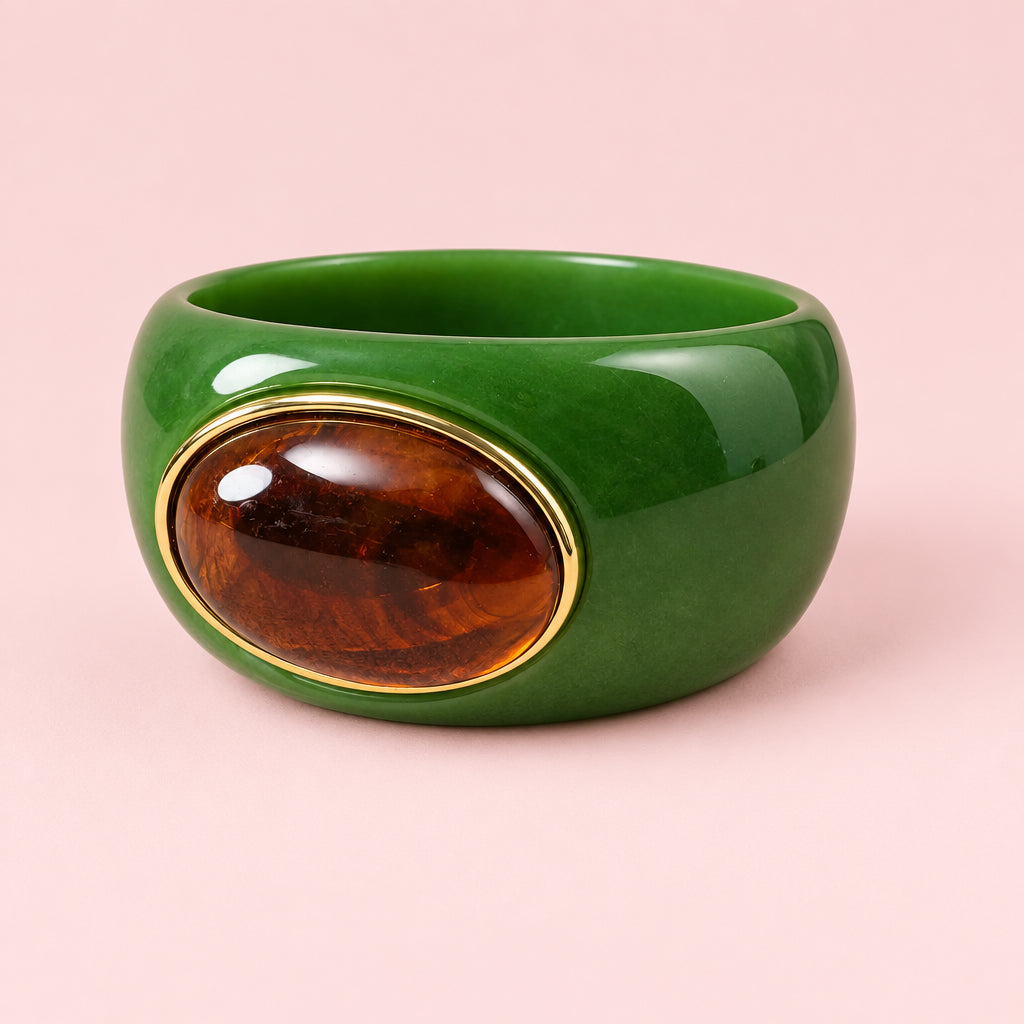 Bracciale rigido con pietra ovale