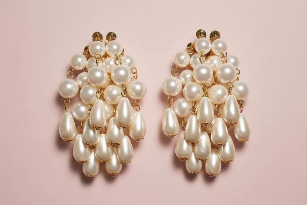 Pearl tassel pendant  earrings
