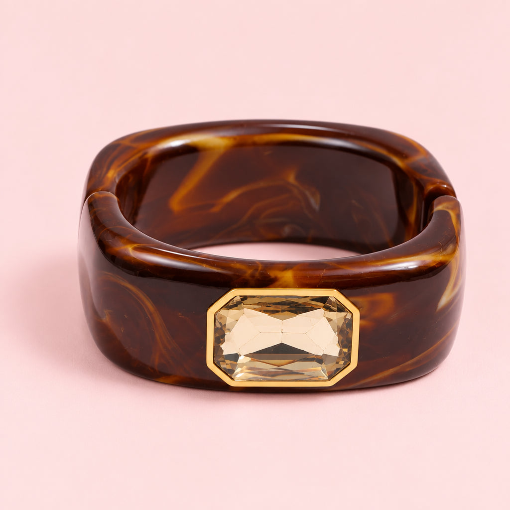 Bracciale rigido chunky con cristallo quadrato