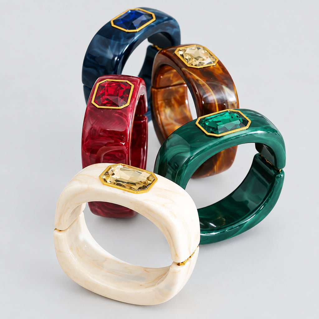 Square Crystal Statement Chunky Bangle